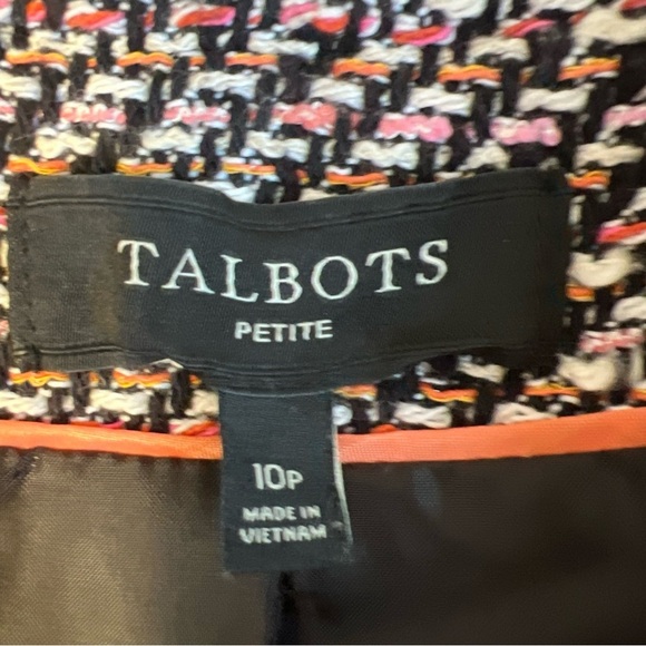 Talbots GROSGRAIN-TRIM TWEED Blazer Jacket Size 10P Petites Office Workwear - Picture 8 of 12